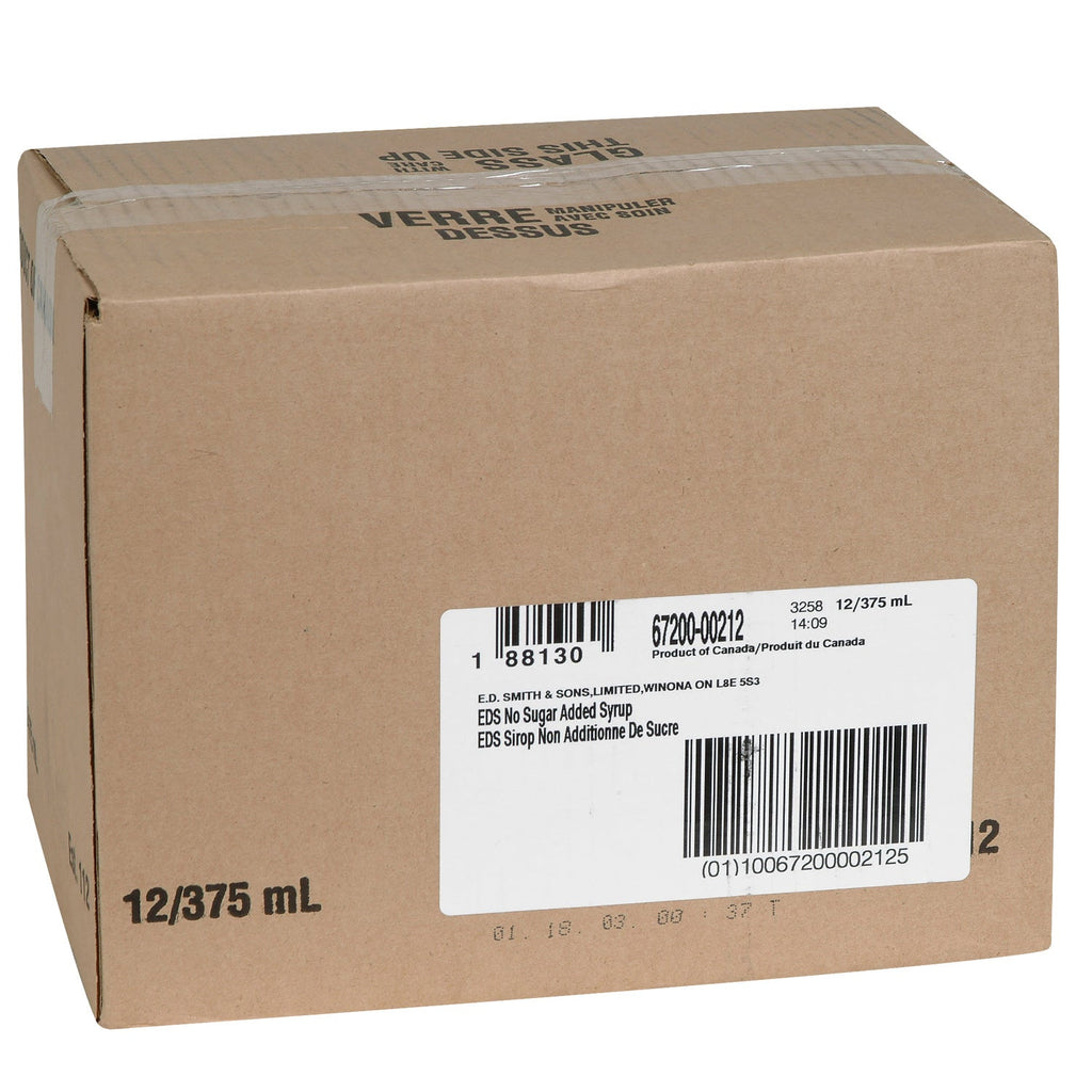 Syrup Table No Sugar Added - 12 x 375 mL - E D Smith & Son - Restaurant and Foodservice Ingredients - Canadian Distribution - Ships Free Within Canada on Orders Above CAD $199