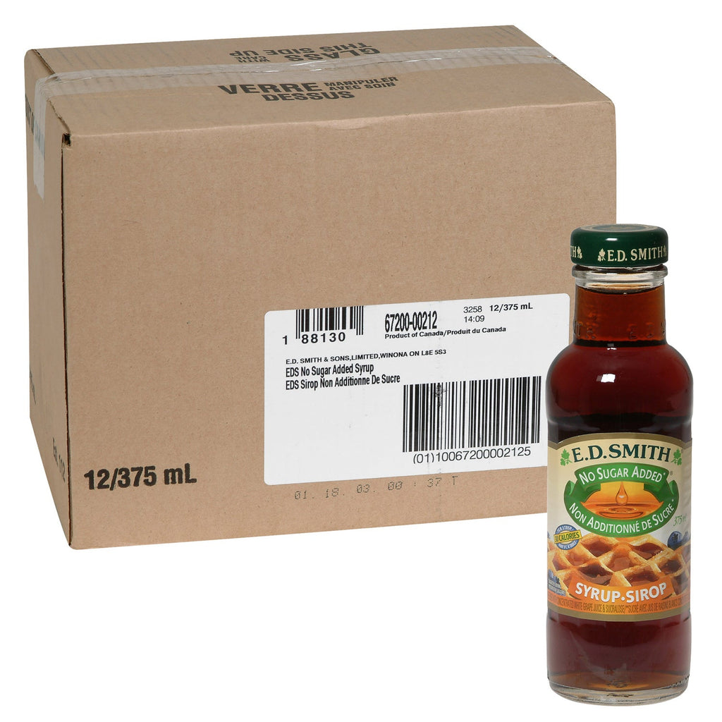 Syrup Table No Sugar Added - 12 x 375 mL - E D Smith & Son - Restaurant and Foodservice Ingredients - Canadian Distribution - Ships Free Within Canada on Orders Above CAD $199