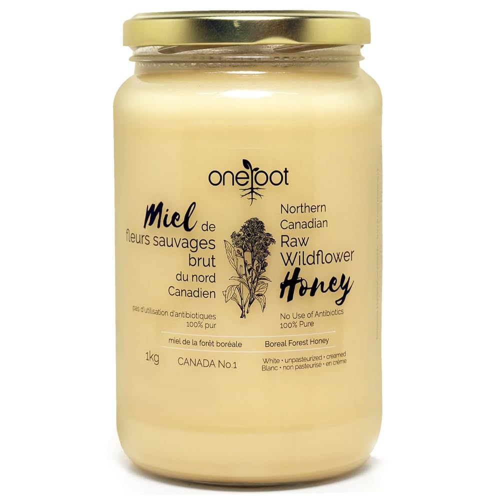 ONEROOT – Raw Wildflower Honey – Creamed Canadian Honey – 1kg - Canadian Distribution - Ships Free Within Canada on Orders Above CAD $199-0