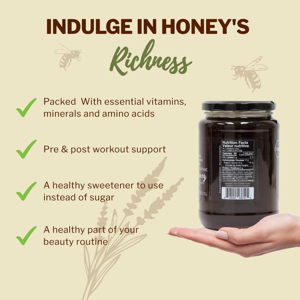 Oneroot – Canadian Raw Buckwheat Honey – Original – 1kg – High antioxidants - Canadian Distribution - Ships Free Within Canada on Orders Above CAD $199-3