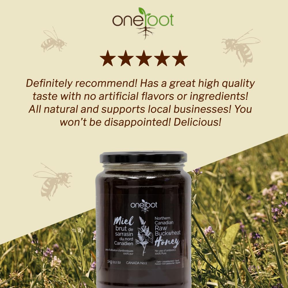 Oneroot – Canadian Raw Buckwheat Honey – Original – 1kg – High antioxidants - Canadian Distribution - Ships Free Within Canada on Orders Above CAD $199-2