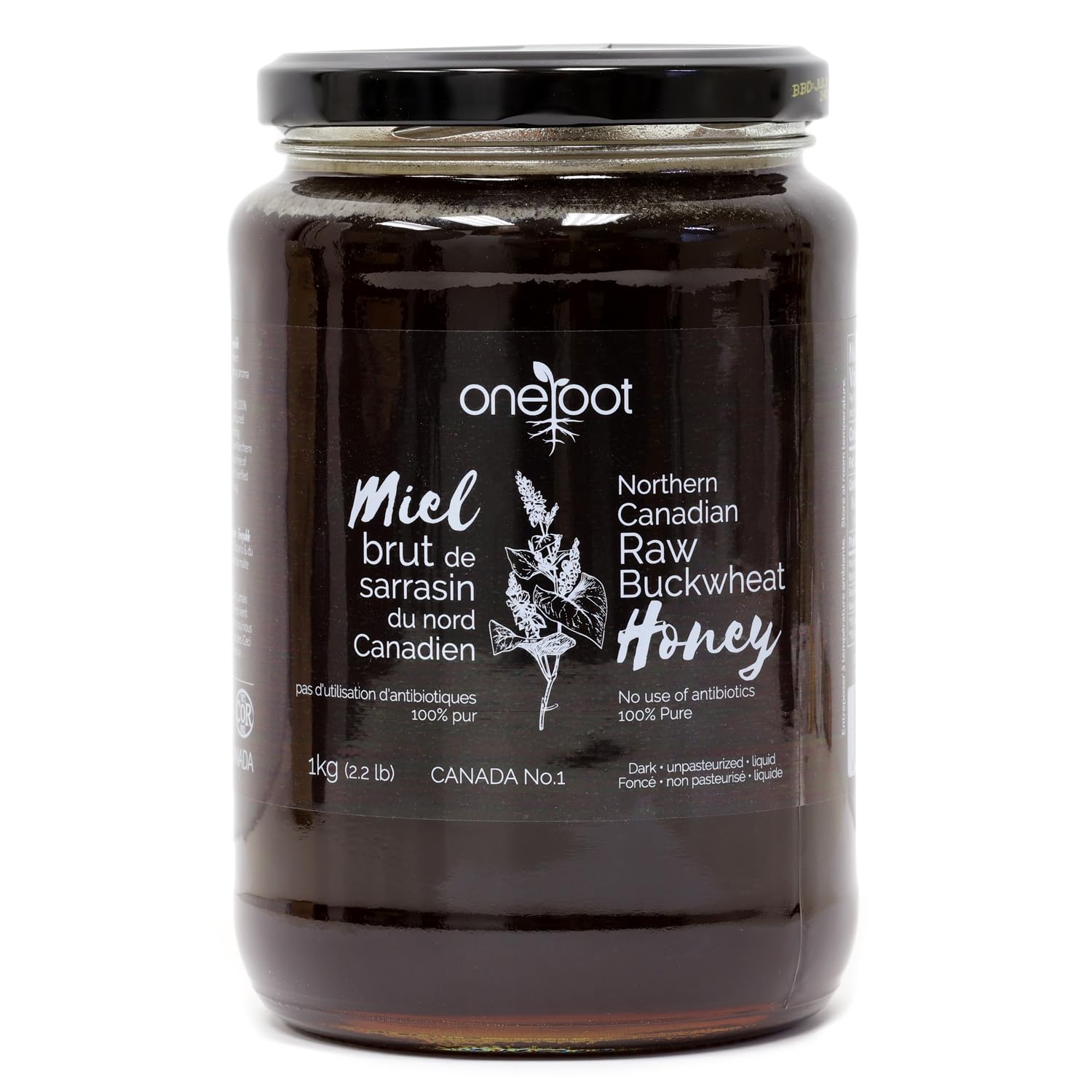 Oneroot – Canadian Raw Buckwheat Honey – Original – 1kg – High antioxidants - Canadian Distribution - Ships Free Within Canada on Orders Above CAD $199-0