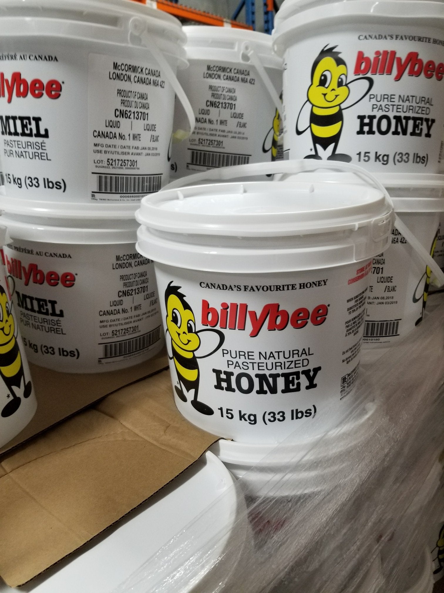 Billy Bee - Pure Natural Honey - Liquid Amber - Foodservice -  1 x 15 KG Pail - Ships Free Within Canada on Orders Above CAD $199-0