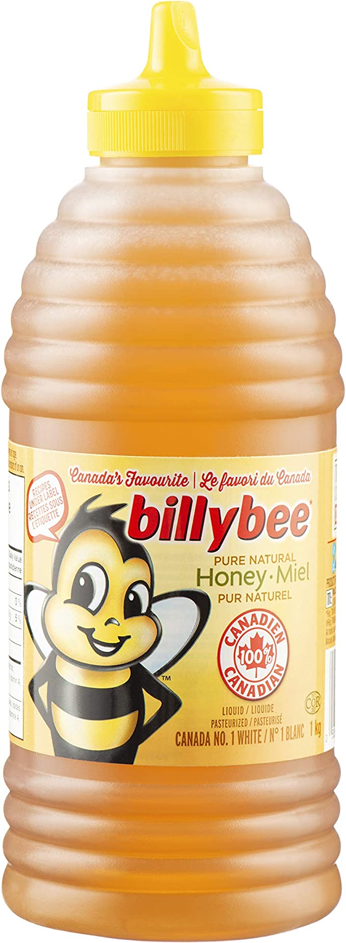 Billy Bee - Pure Natural Honey - Liquid White - Foodservice -  12 x 1 KG Squeeze Bottles - Ships Free Within Canada on Orders Above CAD $199-0